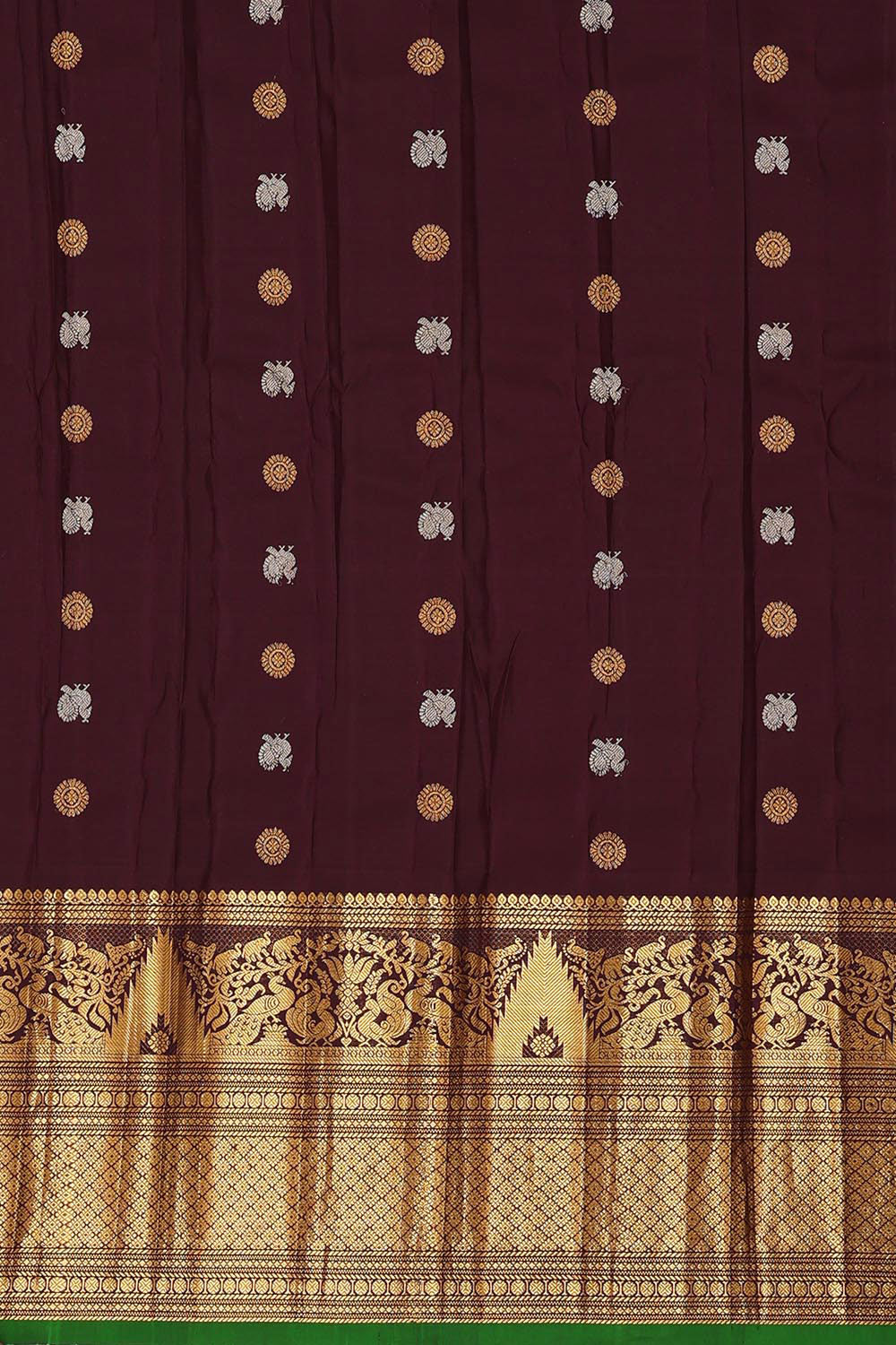 Image of Gadwal Silk Peach Saree